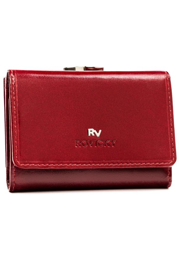 ROVICKY - Portfel skórzany Rovicky RV-1680400-BCA czerwony. Kolor: czerwony. Materiał: skóra