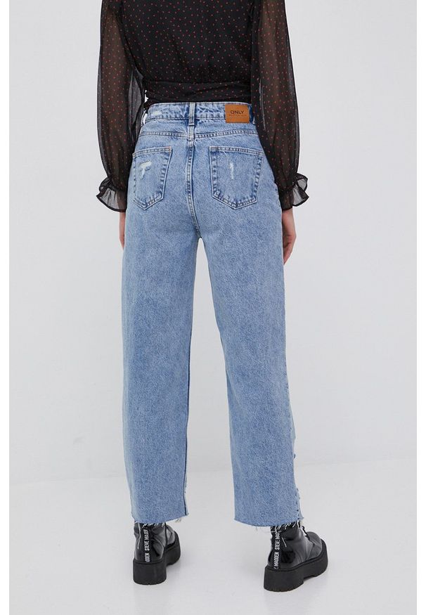 only - Only jeansy Dad damskie high waist. Stan: podwyższony. Kolor: niebieski