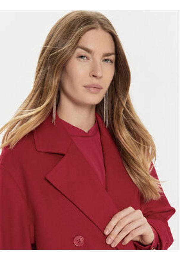 TwinSet - TWINSET Płaszcz wełniany 242TT2203 Czerwony Loose Fit. Kolor: czerwony. Materiał: wełna
