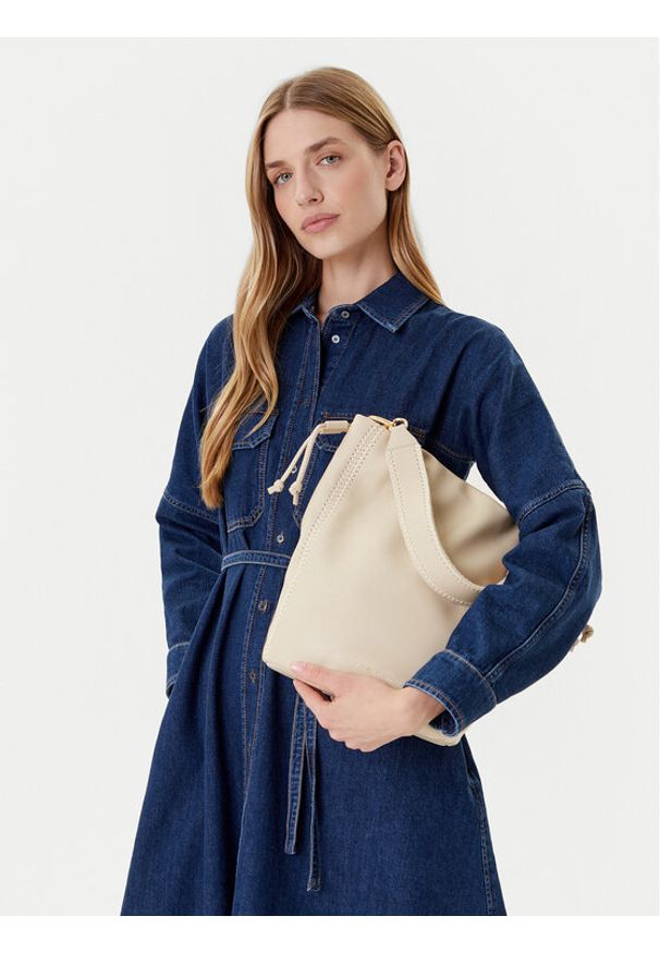 TOMMY HILFIGER - Tommy Hilfiger Torebka Th Soft Summer Bucket AW0AW17540 Beżowy. Kolor: beżowy. Materiał: skórzane