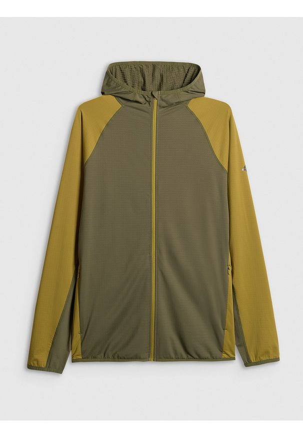 4f - 4F Bluza trekkingowa regular z kapturem męska - khaki M. Typ kołnierza: kaptur. Kolor: oliwkowy, brązowy, wielokolorowy. Długość: długie