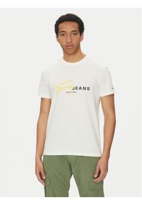 Tommy Jeans T-Shirt Signature Dna DM0DM20817 Biały Regular Fit. Kolor: biały. Materiał: bawełna