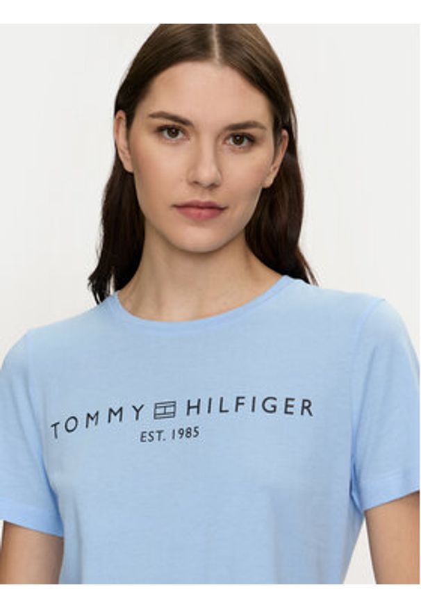 TOMMY HILFIGER - Tommy Hilfiger T-Shirt Logo WW0WW40276 Niebieski Regular Fit. Kolor: niebieski. Materiał: bawełna