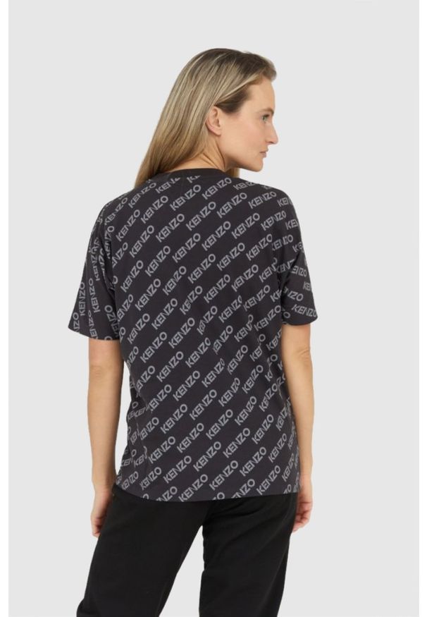 Kenzo - KENZO Czarny t-shirt damski w logo. Kolor: czarny