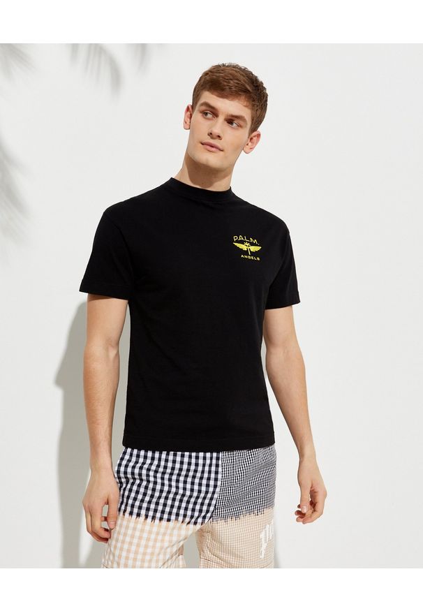 PALM ANGELS - Bawełniany t-shirt z logo. Kolor: czarny. Materiał: bawełna. Wzór: aplikacja, nadruk. Styl: klasyczny