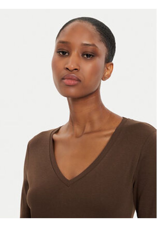 United Colors of Benetton - United Colors Of Benetton Bluzka 3GA2E4245 Brązowy Regular Fit. Kolor: brązowy. Materiał: bawełna
