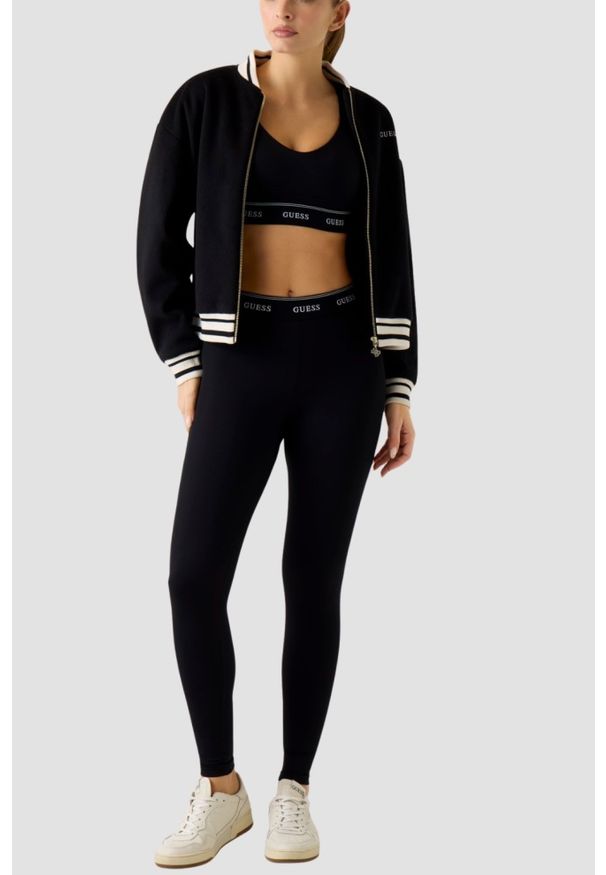Guess - GUESS Czarny damski stanik sportowy Alba, Rozmiar XL. Okazja: na co dzień. Kolor: czarny. Styl: sportowy
