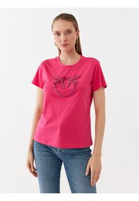 Pinko T-Shirt Quentin 100535 A15D Różowy Regular Fit. Kolor: różowy. Materiał: bawełna
