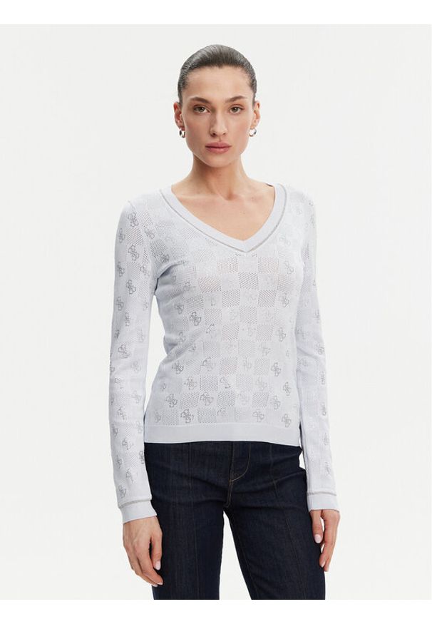 Guess Sweter W5GR07 Z3D60 Niebieski Regular Fit. Kolor: niebieski. Materiał: wiskoza
