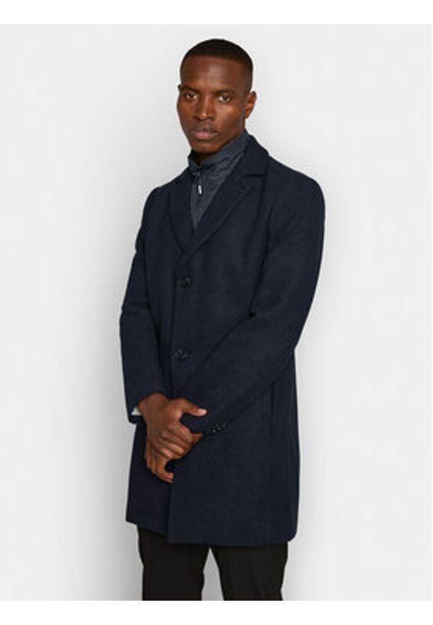 Matinique Płaszcz wełniany 30206267 Granatowy Regular Fit. Kolor: niebieski. Materiał: wełna