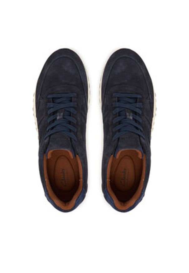 Clarks Sneakersy Radwell Tie 26186565 Granatowy. Kolor: niebieski. Materiał: skóra, zamsz