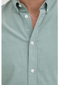 Samsoe & Samsoe - Samsoe Samsoe koszula bawełniana męska kolor zielony regular z kołnierzykiem button-down. Typ kołnierza: button down. Kolor: zielony. Materiał: bawełna #4