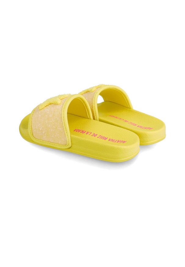 Agatha Ruiz de la Prada klapki dziecięce kolor żółty. Kolor: żółty. Materiał: materiał. Wzór: gładki