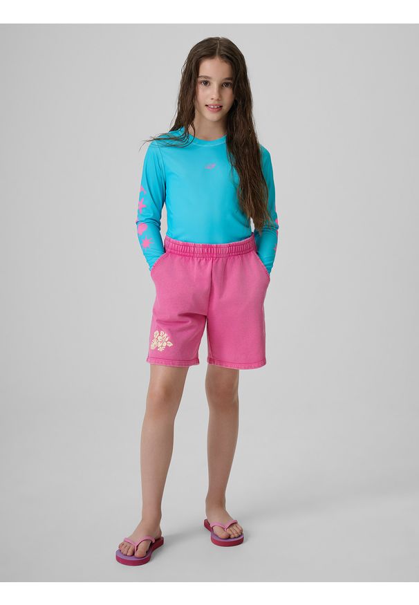 4f - 4F Longsleeve do pływania z nadrukiem dziewczęcy - niebieski 158/164 (12-14 lat). Okazja: na plażę. Kolor: niebieski. Materiał: materiał, włókno, skóra, dzianina. Długość rękawa: długi rękaw. Wzór: nadruk. Sezon: lato. Styl: klasyczny