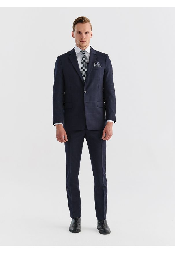 Pako Lorente - PAKO LORENTE – Wełniane spodnie garniturowe w kratę. Materiał: wełna