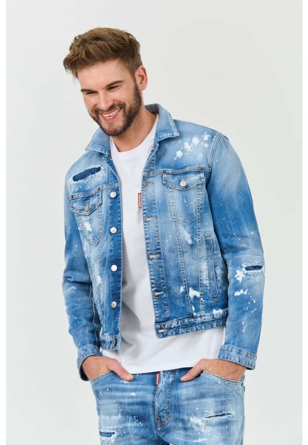 DSQUARED2 Kurtka jeansowa Dan Jean Jacket. Kolor: niebieski. Materiał: jeans