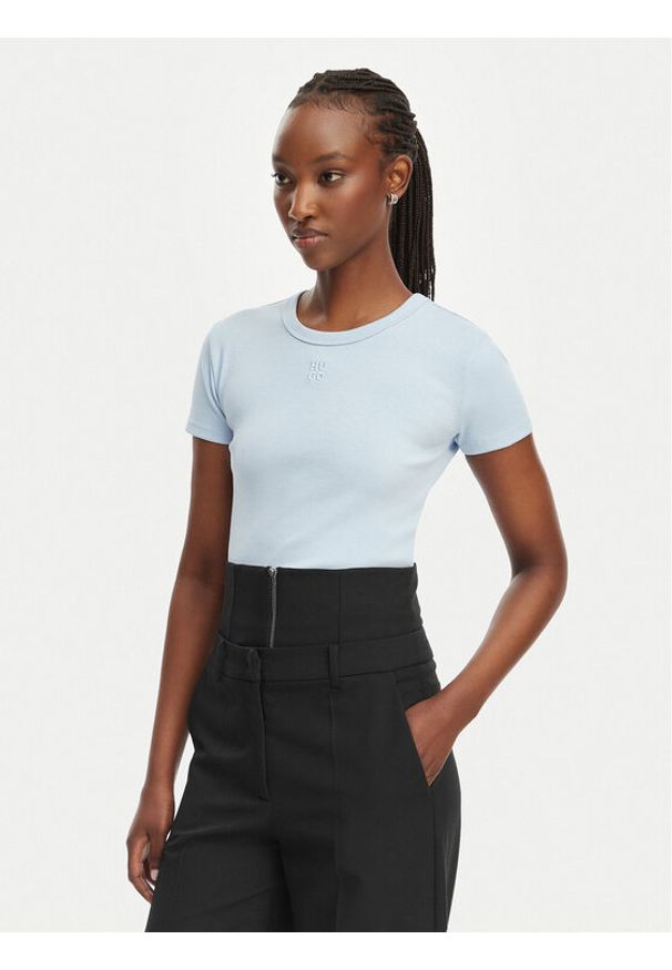 Hugo - HUGO T-Shirt Delanor 50512000 Niebieski Slim Fit. Kolor: niebieski. Materiał: bawełna