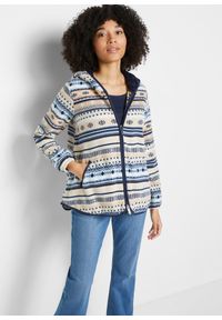 bonprix - Bluza rozpinana z polaru w norweski wzór, z kapturem. Typ kołnierza: kaptur. Kolor: beżowy. Materiał: polar #1