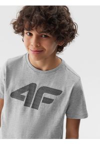 4f - 4F T-shirt z nadrukiem chłopięcy - chłodny jasny szary 164 (13-14 lat). Okazja: na co dzień. Kolor: szary. Materiał: jersey, dzianina, wiskoza, bawełna, materiał. Długość rękawa: krótki rękaw. Długość: krótkie. Wzór: nadruk. Sezon: lato. Styl: sportowy, casual