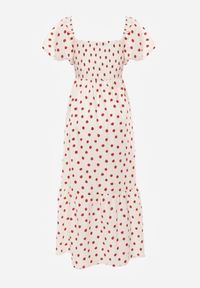 Born2be - Beżowa Sukienka Bawełniana o Rozkloszowanym Kroju z Bufiastymi Rękawami w Groszki Lorairian. Kolor: beżowy. Materiał: bawełna. Wzór: grochy. Styl: klasyczny #6