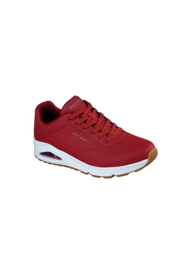 skechers - Buty do chodzenia męskie Skechers Unostand ON Air. Zapięcie: sznurówki. Kolor: czerwony. Materiał: materiał, syntetyk, tkanina, guma. Szerokość cholewki: normalna. Sport: turystyka piesza