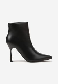 Born2be - Czarne Botki Vices na Szpilce w Klasycznym Stylu Basinee. Okazja: na co dzień. Kolor: czarny. Materiał: jeans. Obcas: na szpilce. Styl: klasyczny
