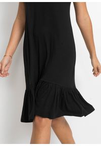 bonprix - Sukienka z dżerseju z falbaną, z mieszanki wiskozy. Kolor: czarny. Materiał: jersey, wiskoza #2