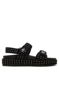Tory Burch Sandały Kira Sport Sandal 159921 Czarny. Kolor: czarny. Materiał: zamsz, skóra. Styl: sportowy