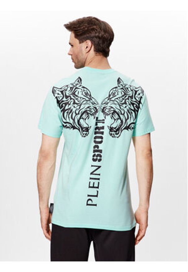 Plein Sport T-Shirt SACC MTK6034 SJY001N Zielony Regular Fit. Kolor: zielony. Materiał: bawełna. Styl: sportowy