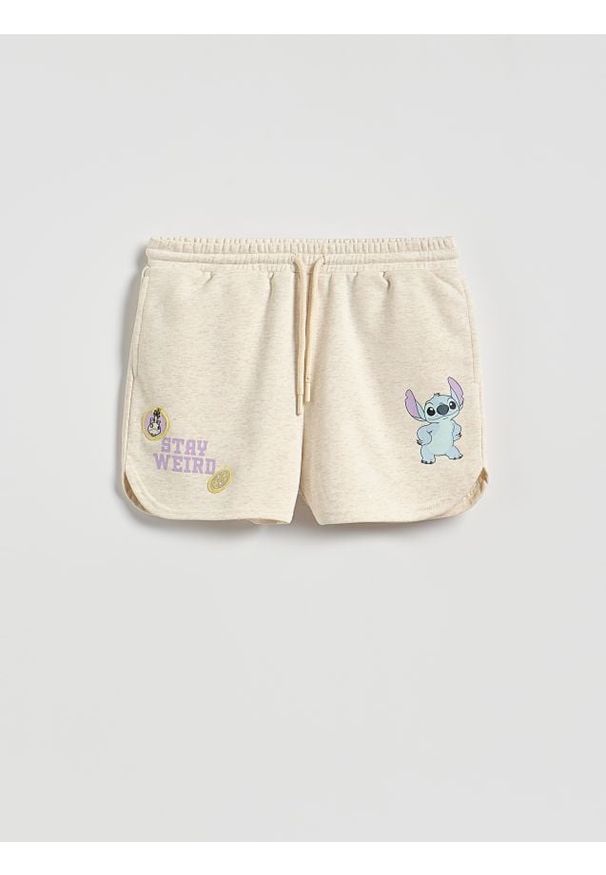 Reserved - Szorty Lilo i Stitch - beżowy. Kolor: beżowy. Materiał: bawełna