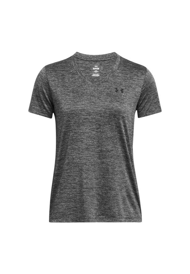 Damski jersey v-neck Under Armour Twist. Kolor: szary, czarny, wielokolorowy. Materiał: jersey. Sport: fitness