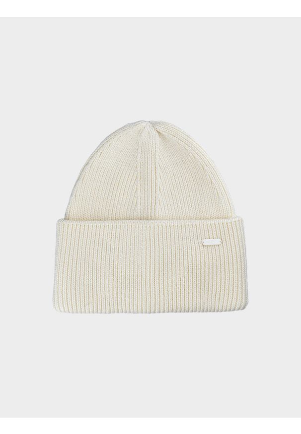 4f - 4F Czapka zimowa damska - biała M. Kolor: biały. Materiał: poliester, wiskoza, materiał. Wzór: gładki. Sezon: zima. Styl: klasyczny, sportowy