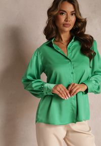 Renee - Zielona Zapinana Koszula z Długim Rękawem Lassai. Kolor: zielony. Długość rękawa: długi rękaw. Długość: długie. Styl: klasyczny #3