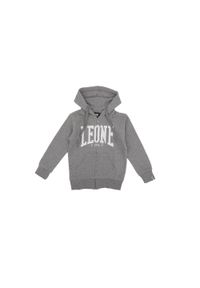 LEONE 1947 APPAREL - Dziecięca bluza z kapturem, zamkiem błyskawicznym na całej długości i logo Basic. Typ kołnierza: kaptur. Kolor: szary. Sport: joga i pilates