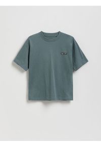 Reserved - Bawełniany t-shirt oversize - kremowy. Kolor: kremowy. Materiał: bawełna