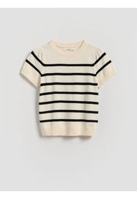 Reserved - Sweter z krótkim rękawem - wielobarwny. Materiał: wiskoza, dzianina. Długość rękawa: krótki rękaw. Długość: krótkie