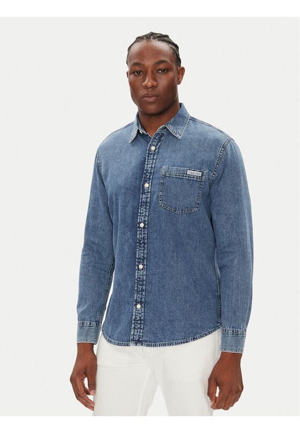 Calvin Klein Jeans Koszula jeansowa LV040EM774 Niebieski Regular Fit. Kolor: niebieski. Materiał: bawełna