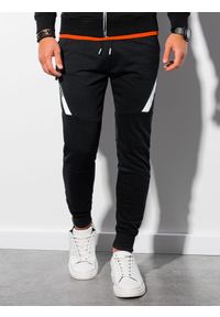Ombre Clothing - Spodnie męskie dresowe - czarne P1002 - S. Okazja: na co dzień. Kolor: czarny. Materiał: dresówka. Styl: casual, elegancki #5