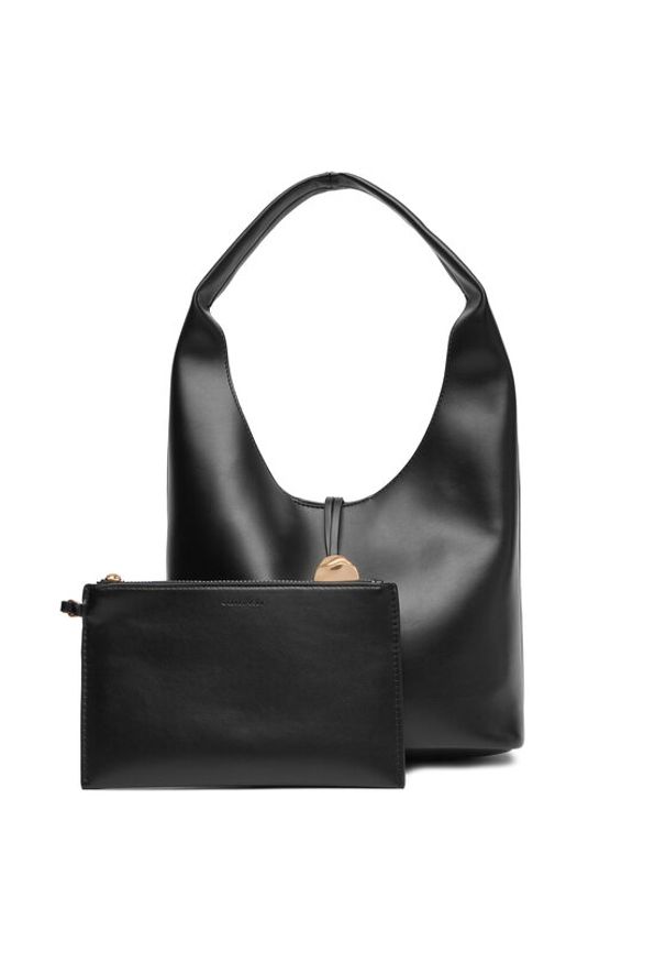 Calvin Klein Jeans Torebka Stone Lock Slouchy Small Shoulde LV04K3176G Czarny. Kolor: czarny. Materiał: skórzane