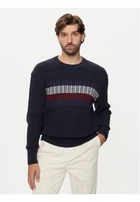 TOMMY HILFIGER - Tommy Hilfiger Sweter MW0MW37246 Granatowy Regular Fit. Kolor: niebieski. Materiał: bawełna