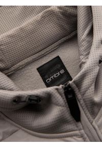 Ombre Clothing - Męska lekka kurtka z łączonych materiałów z kapturem i ozdobnym pikowaniem – popielata V3. Okazja: na co dzień. Typ kołnierza: kaptur. Kolor: szary. Materiał: materiał. Wzór: aplikacja. Styl: casual #2