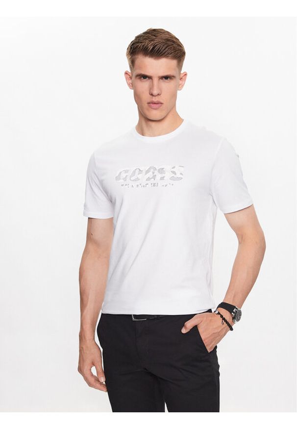 Guess T-Shirt M3YI26 J1314 Biały Slim Fit. Kolor: biały. Materiał: bawełna