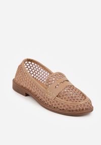 Born2be - Ciemnobeżowe Mokasyny VICES z Siateczki i Plecionki Asteorea. Okazja: na co dzień, na randkę. Kolor: beżowy. Styl: casual, elegancki #5