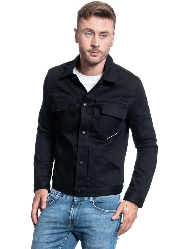 Jack & Jones - JACK & JONES JJIROYAL OVERSHIRT R211 BLACK DENIM 12155119. Kolor: czarny. Materiał: denim