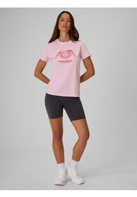 4f - 4F T-shirt regular z nadrukiem damski - różowy XS. Okazja: na co dzień. Kolor: różowy. Materiał: bawełna, dzianina. Wzór: nadruk. Styl: elegancki, casual, klasyczny, sportowy #2