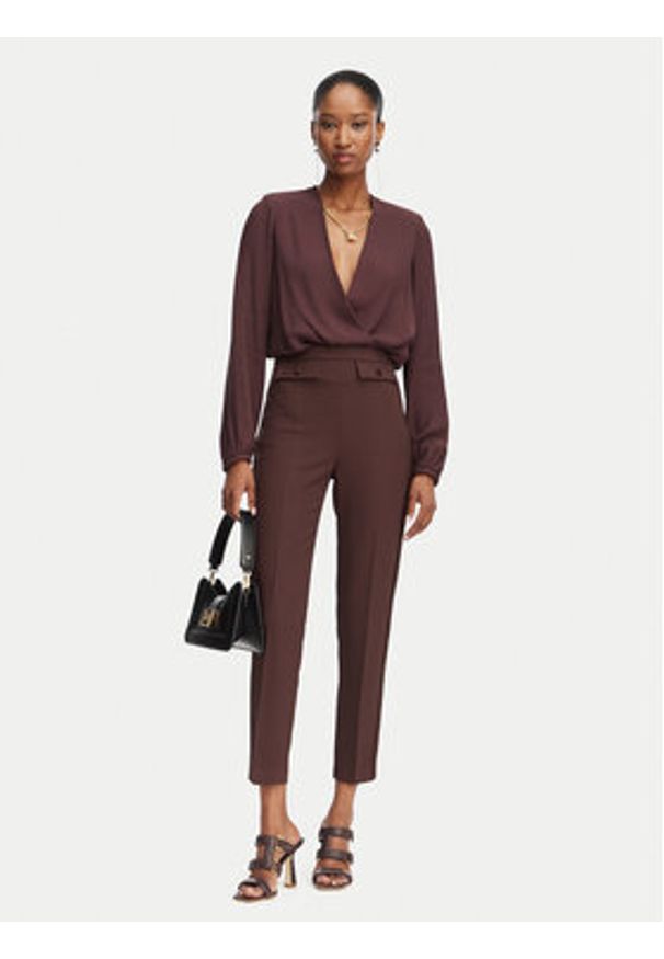 Elisabetta Franchi Body CB-007-62E2-V420 Brązowy ciemny Regular Fit. Kolor: brązowy. Materiał: wiskoza
