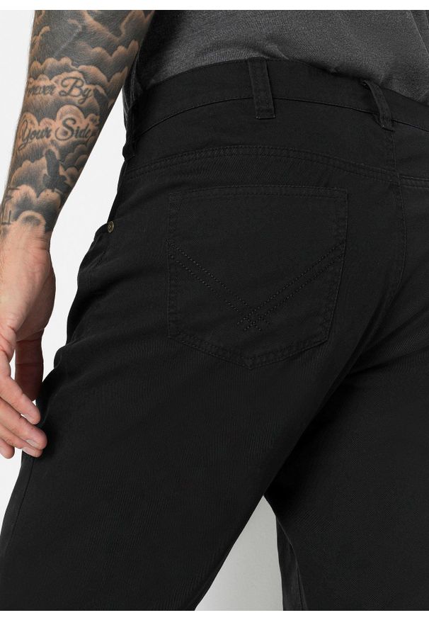 bonprix - Spodnie twillowe Regular Fit Straight z czystej bawełny. Kolor: czarny. Materiał: bawełna. Styl: klasyczny