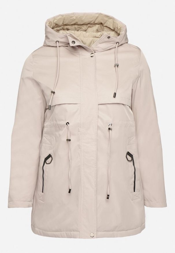 Born2be - Beżowa Kurtka Dwustronna Parka z Kapturem Lannaria. Typ kołnierza: kaptur. Kolekcja: plus size. Kolor: beżowy. Wzór: gładki