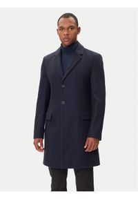Hugo - HUGO Płaszcz wełniany Migor2541 50546528 Granatowy Slim Fit. Kolor: niebieski. Materiał: wełna #1