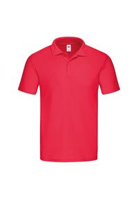 FRUIT OF THE LOOM - Męska Oryginalna Koszulka Polo. Typ kołnierza: polo. Kolor: czerwony